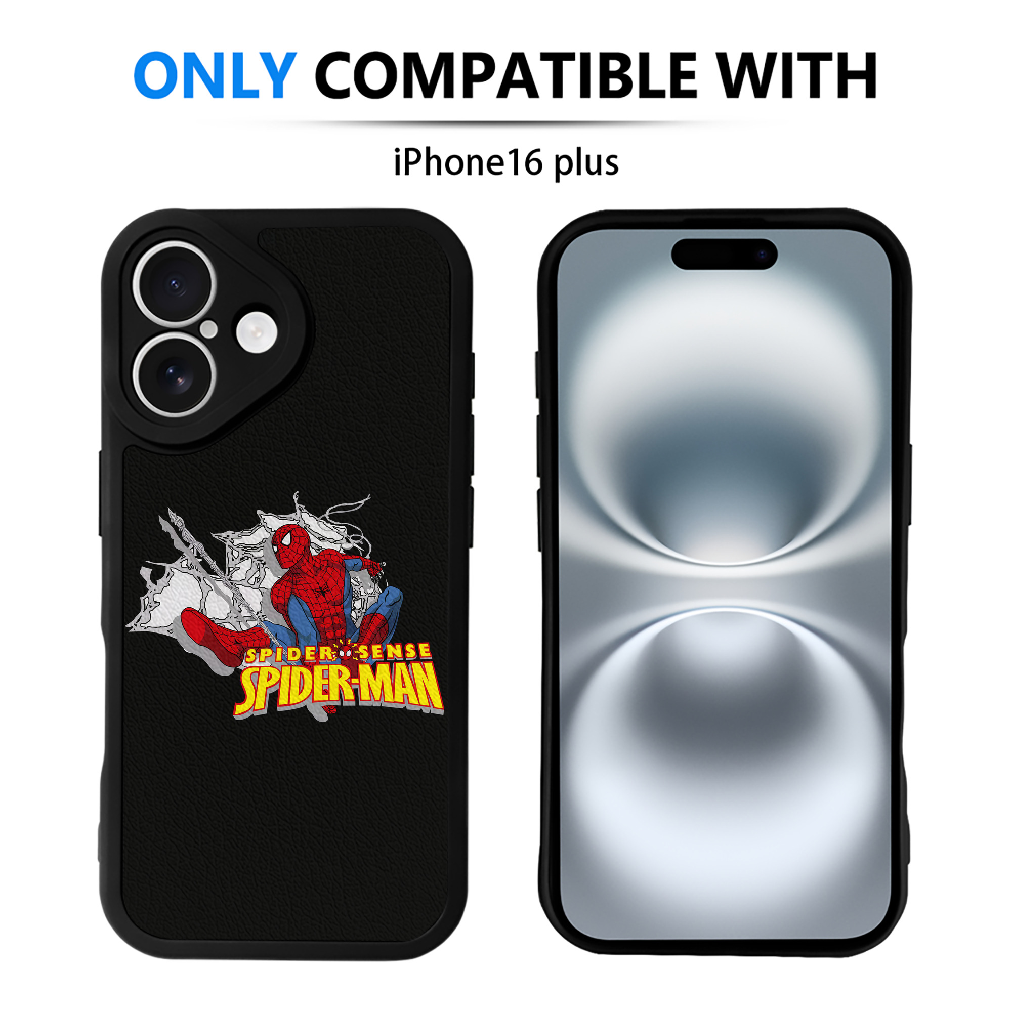 （画像用） Spider Man スパイダーマン 【iPhone 16シリーズ対応】シリコンスマホケース（レザー調） 材質：シリコン